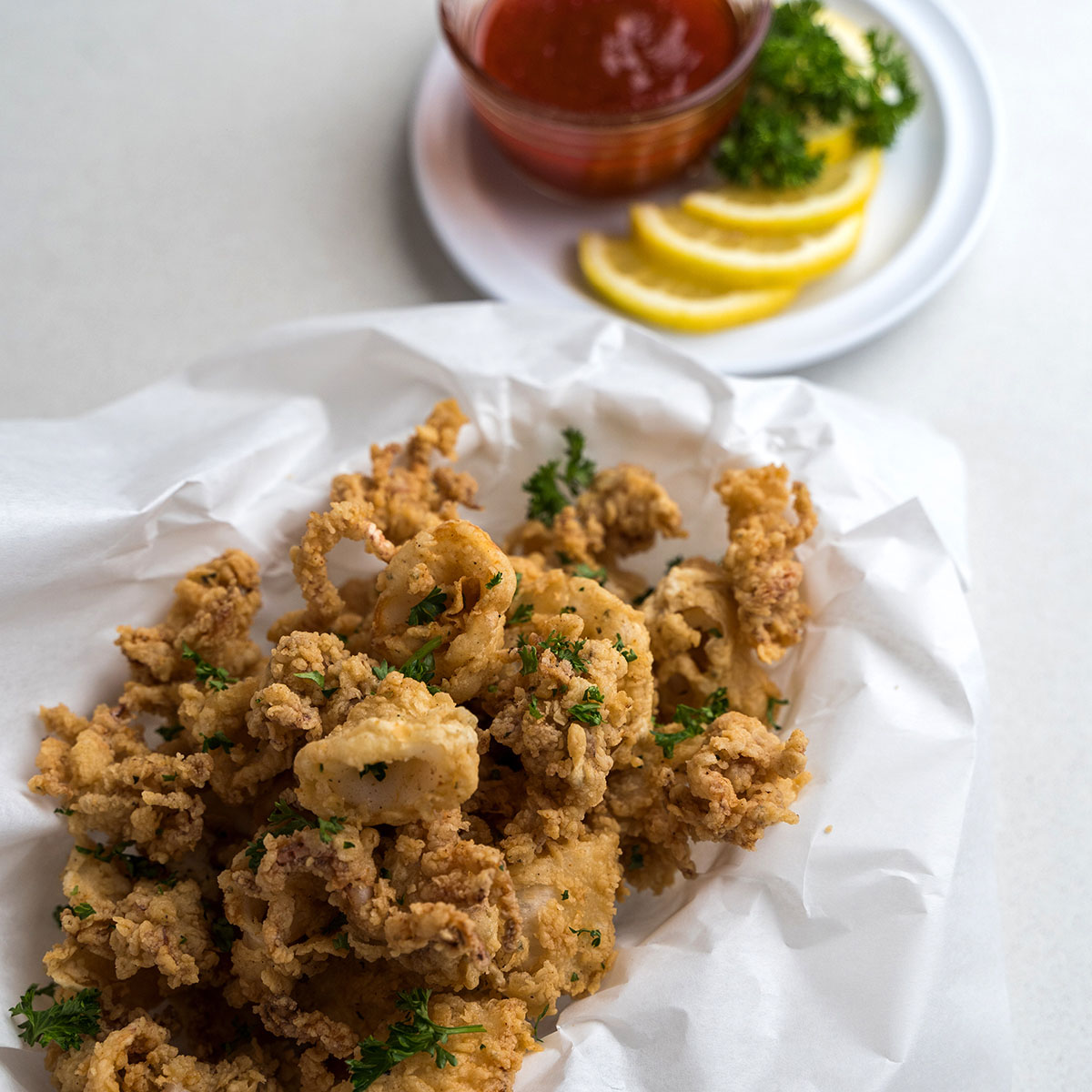 Mediterranean diet crispy fried calamari